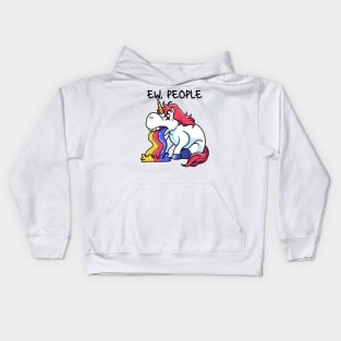 Unicorn Solitude: Shying Away from the Human Horde Kids Hoodie